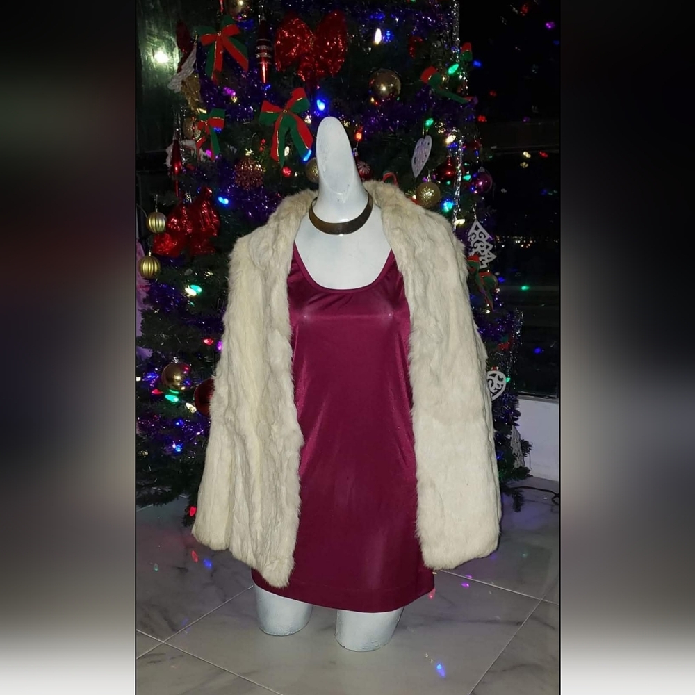Vintage Rabbit Real Fur White Creme S-M Sz